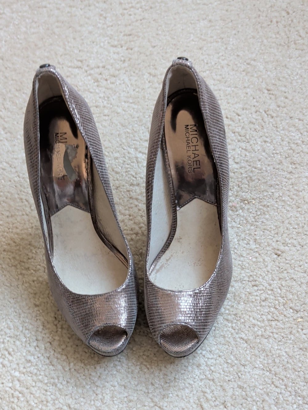 Pretty Pewter Platform Heels